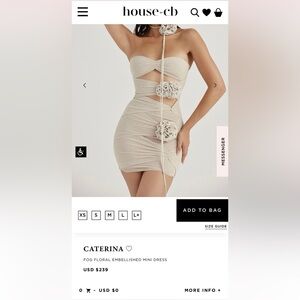 HOUSE OF CB CATERINA FOG FLORAL EMBELLISHED MINI DRESS